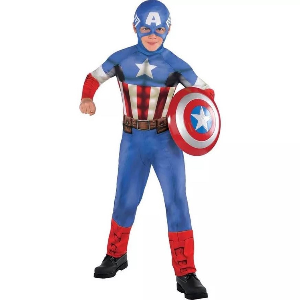 BRAND NEW boy youth marvel captain america halloween costume size M & L